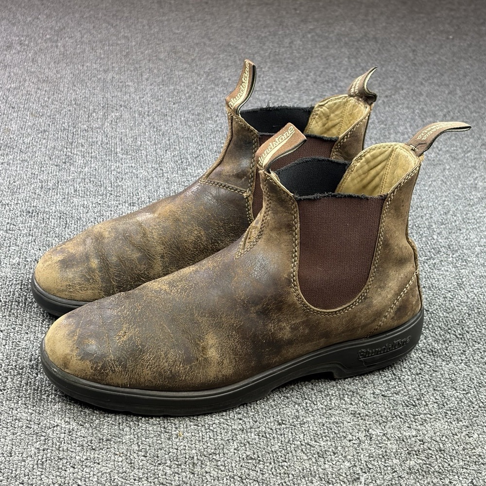 Blundstone Rustic Brown Chelsea Boots Leather Slip On Men's US 11.5 AU 10.5